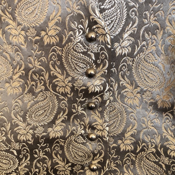 NWT Lauren Ralph Lauren Gold Paisley Metallic Brocade Vest Sz 14 - Picture 12 of 12